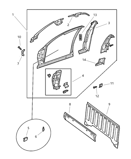 1999 Dodge Dakota Aperture Panel Bodyside Diagram 2 - Thumbnail