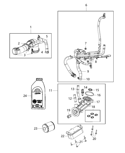 2016 Ram 3500 Pickup Engine Oil,Engine Oil Filter Adapter And Cooler Diagram 2 - Thumbnail