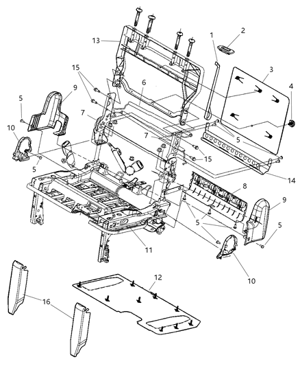 2010 Dodge Grand Caravan Third Row - 60/40 Stow & Go - 60% Side Diagram