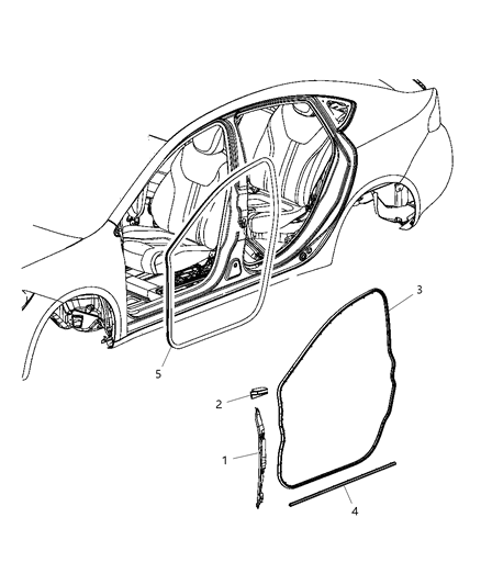 2012 Dodge Dart Weatherstrip Body Side Body Mounted Diagram for 68085076AC