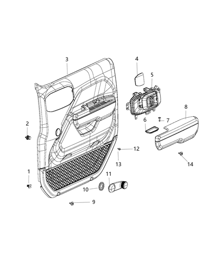 2020 Jeep Wrangler Front Door Trim Panel Diagram