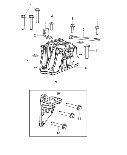2014 Dodge Avenger Engine Mounting Right Side Diagram 2 - Thumbnail