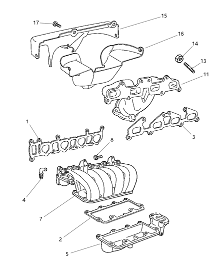 1998 Dodge Neon Manifolds Diagram 1 - Thumbnail