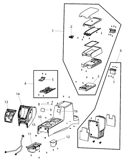 2010 Jeep Patriot Console Base, Beige, Center Diagram for 1NJ621K2AA