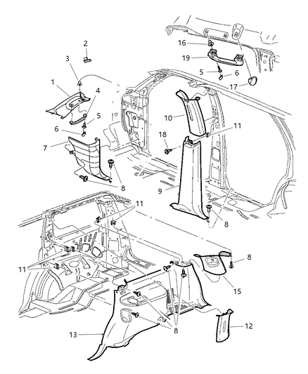 2001 Dodge Durango Handle Diagram for 5DX76TL2AC