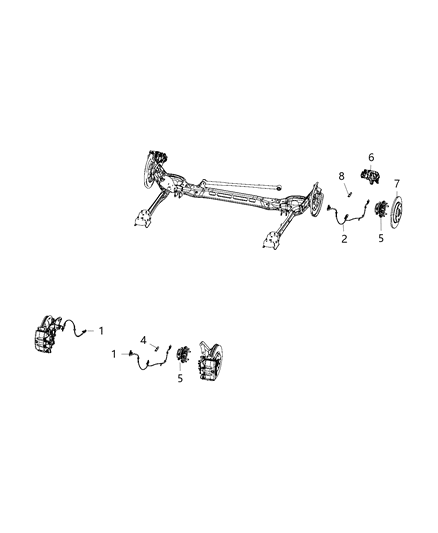 2020 Chrysler Pacifica Bracket Brake Sensor Front Sensor Wire To Knuckle Diagram for 68252714AA
