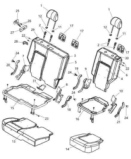 2007 Jeep Liberty Rear Seat Diagram 2 - Thumbnail