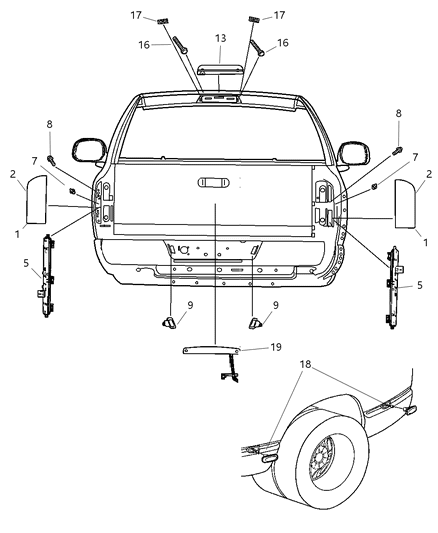 2004 Dodge Ram 3500 Socket Tail, Stop, And Turn Lamp Diagram for 55077343AB