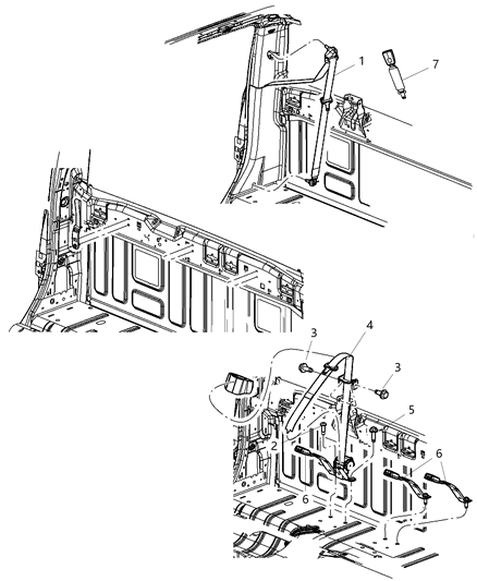 2011 Ram 3500 Pickup Seat Belts Rear Diagram 2 - Thumbnail