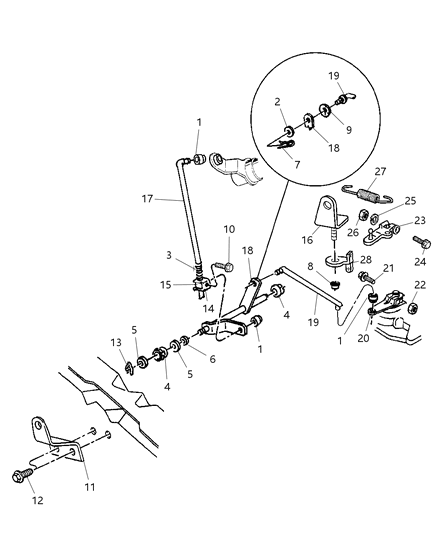 2000 Dodge Ram 1500 Regular Cab Controls, Gearshift, Lower Diagram 1 - Thumbnail