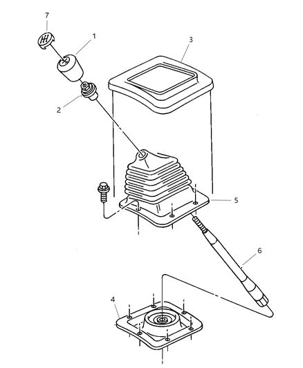 1999 Dodge Dakota Gear Shift Controls Diagram 1 - Thumbnail