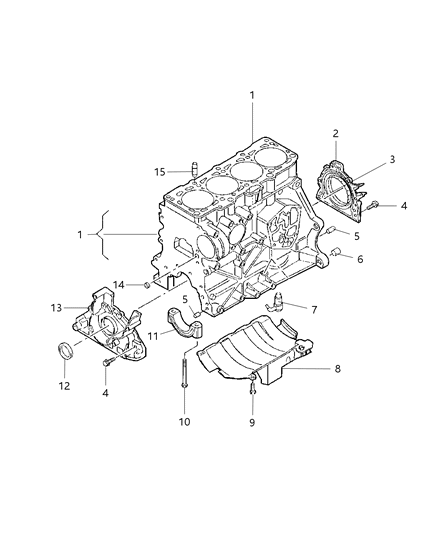 2008 Dodge Caliber Engine Cylinder Block And Hardware Diagram 3 - Thumbnail