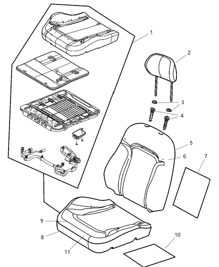 2007 Jeep Liberty Seat Cushion Pad, Front Diagram for 5142748AA