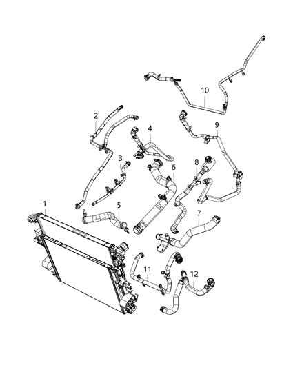 2018 Jeep Wrangler All-new Model Radiator Hoses And Related Parts Diagram 1 - Thumbnail