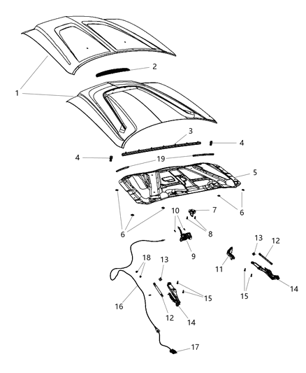 2012 Dodge Charger Hinge Hood Diagram for 55113550AE