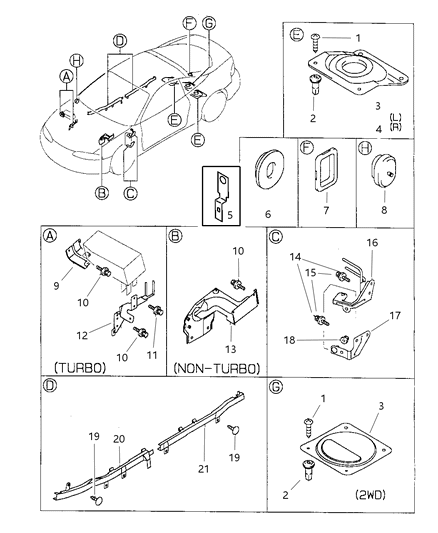 1997 Dodge Avenger Wiring - Attaching Parts Diagram 2 - Thumbnail