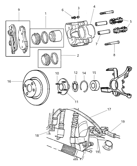 1997 Dodge Neon Hub Wheel Diagram for V2500287AA