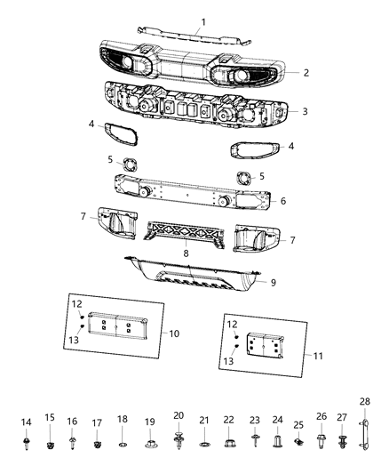 2021 Jeep Wrangler Bumper, Front Diagram 2 - Thumbnail
