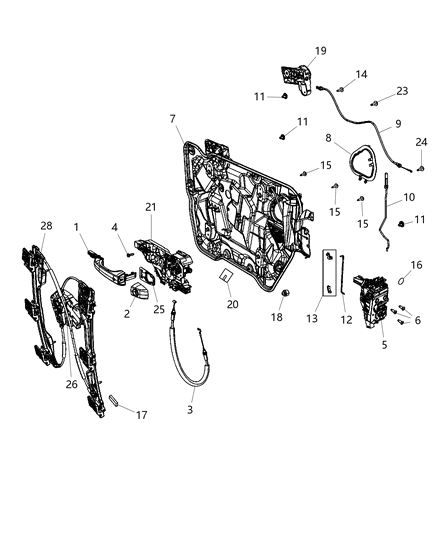 2013 Dodge Journey Control Cable, Front Diagram for 68103383AB