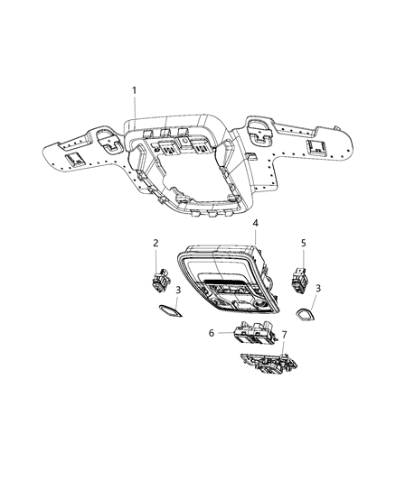 2019 Ram 1500 New Style Overhead Console Diagram