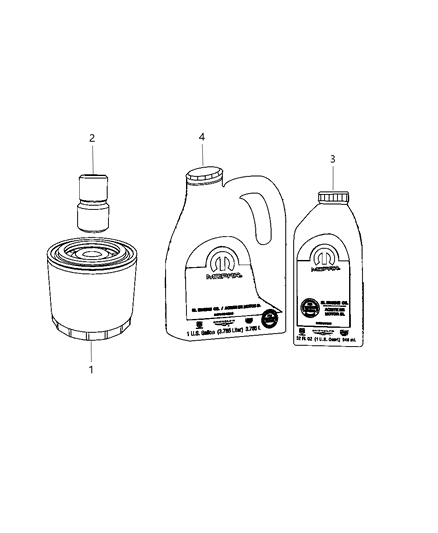 2009 Dodge Durango Engine Oil , Oil Filter And Connector & Adapter And Splash Guard Diagram 4 - Thumbnail
