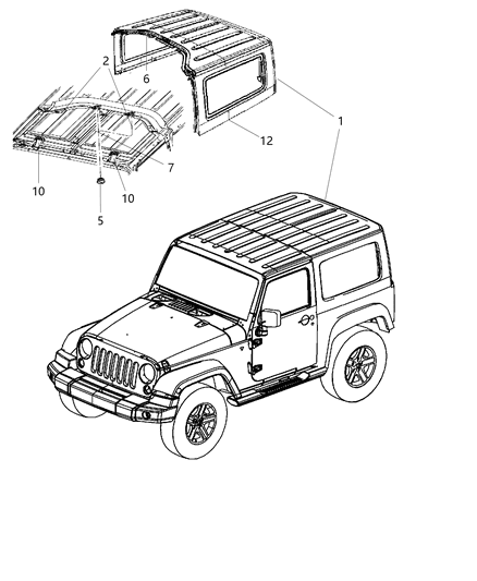2008 Jeep Wrangler Hard Top Diagram 1 - Thumbnail