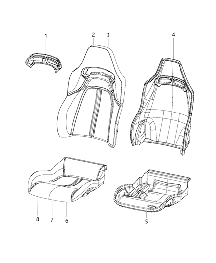 2016 Dodge Viper Module Kit Occupant Classification Seat Cushion Foam Diagram for 68206548AD
