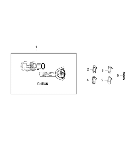 2018 Jeep Wrangler JK (Previous-generation) Ignition Lock Cylinder Diagram