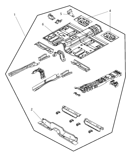 2009 Dodge Journey Pan Front Floor Diagram for 5067837AC