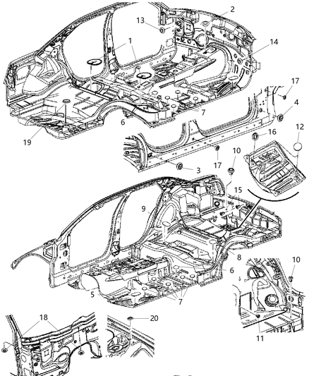 2012 Chrysler 300 Plug Floor Pan Diagram for 4589535AD