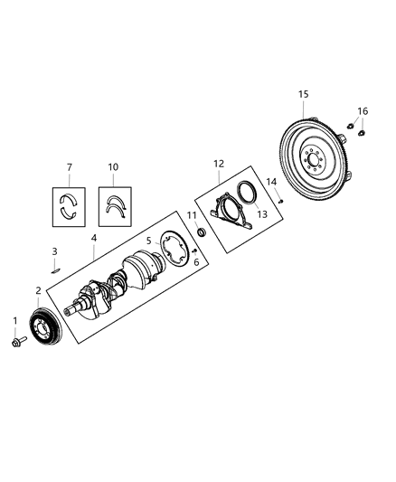 2020 Dodge Challenger Crankshaft, Crankshaft Bearings, Damper And Flywheel Diagram 7 - Thumbnail