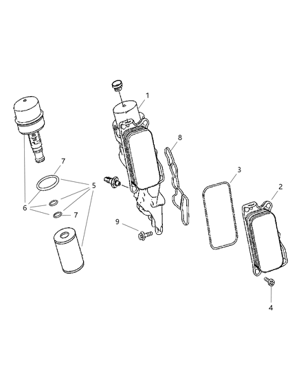 2008 Dodge Sprinter 2500 Engine Oil Filter , Adapter & Splash Guard Diagram 2 - Thumbnail
