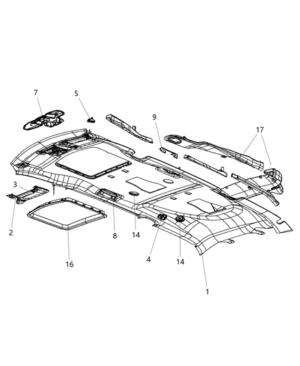 2010 Dodge Grand Caravan Visor Illuminated Diagram for 1JE94DW1AA