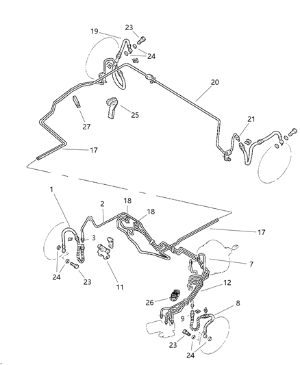 1997 Dodge Intrepid Flex Hose, Front Diagram for 4582276