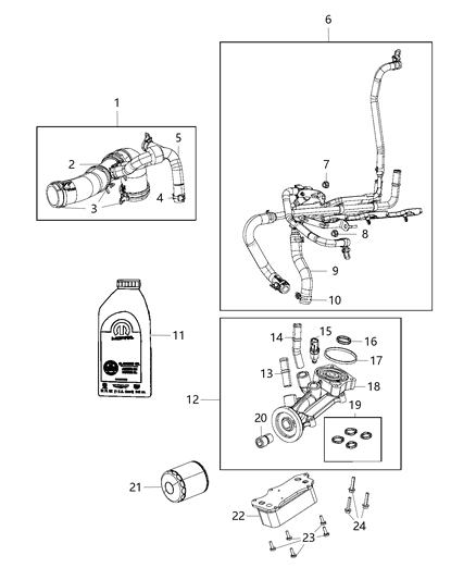 2017 Ram 3500 Cab Chassis(<10K lb.) Engine Oil , Engine Oil Filter Adapter And Cooler Diagram 1 - Thumbnail