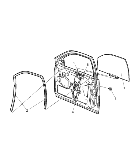 1999 Jeep Grand Cherokee Regulator Front Door Window Diagram for 55076466AB