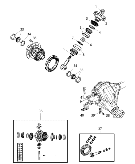 2016 Jeep Wrangler Differential Assembly of Front Axle; Differential And Drive Line Diagram 2 - Thumbnail
