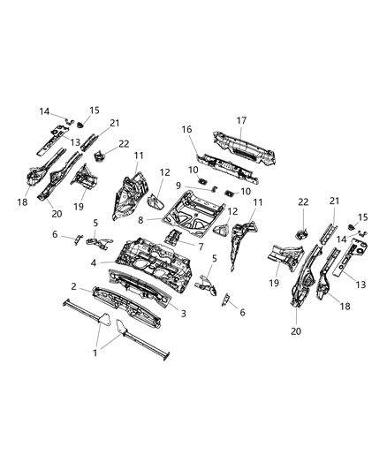 2020 Jeep Cherokee Center Floor Pan Diagram for 68111364AF