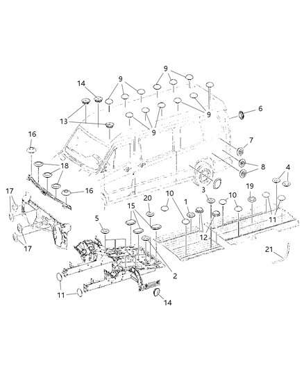 2008 Dodge Sprinter 2500 Hole Plug, Rear Diagram for 68006360AA