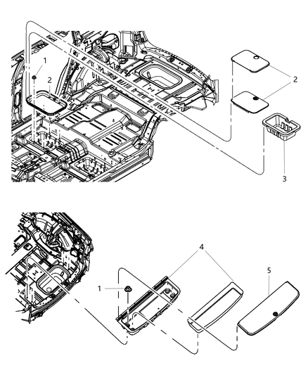 2010 Dodge Journey Floor Cover, Beige, Rear Diagram for 1CU76DK7AB