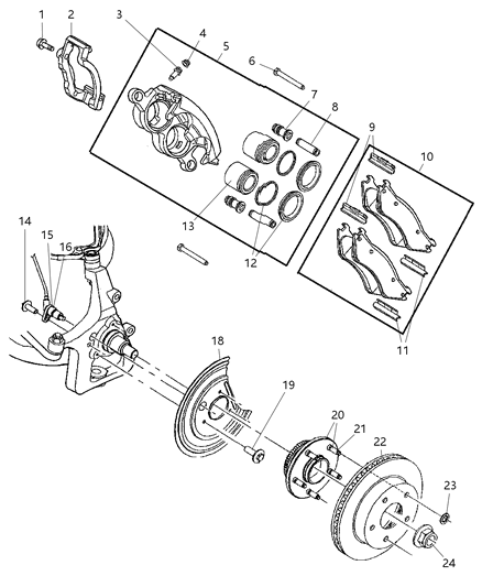 2000 Dodge Ram 1500 Quad & Club Cab Front Brakes Diagram 1 - Thumbnail
