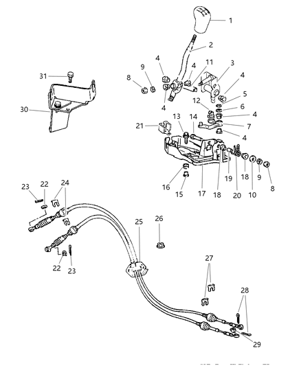 1997 Dodge Avenger Controls , Gearshift of Manual Transmission Diagram 1 - Thumbnail