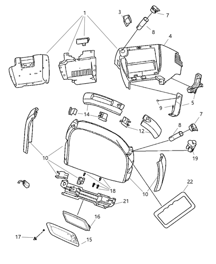 2003 Dodge Caravan Manual Floor Console Diagram for 5028379AB