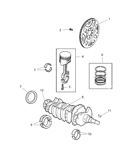 2006 Jeep Wrangler Crankshaft , Pistons , Flywheel & Torque Converter Diagram 1 - Thumbnail