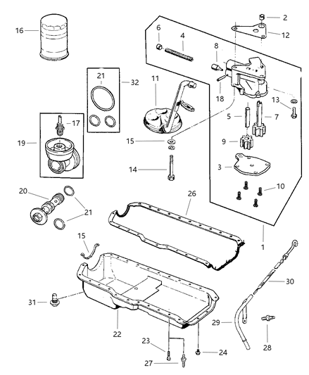 1998 Jeep Grand Cherokee Engine Oiling Diagram 1 - Thumbnail