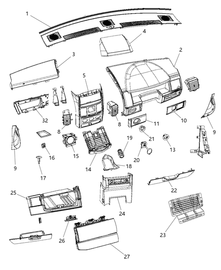 2014 Ram C/V Instrument Panel Trim Diagram 2 - Thumbnail