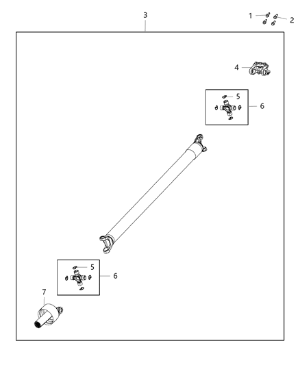 2020 Ram 3500 Cab Chassis(<10K lb.) Drive Shaft, Rear Diagram 1 - Thumbnail