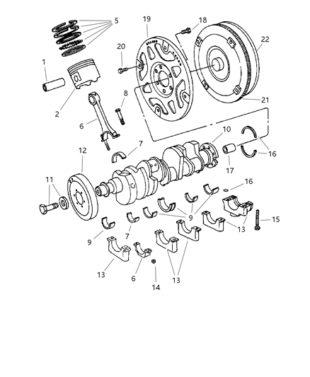 2002 Dodge Dakota Crankshaft , Piston & Torque Converter Diagram 4 - Thumbnail