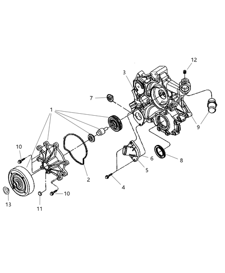 2006 Jeep Liberty Cap Water Pump Pulley Diagram for 53013505AA