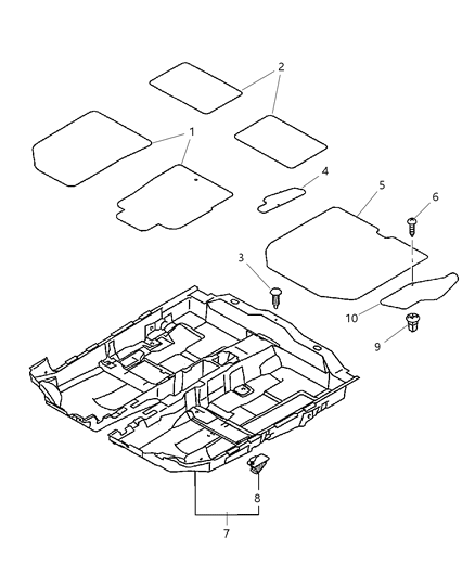 2002 Chrysler Sebring Coupe Carpet Diagram